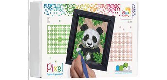 Pixel Geschenkbox mit 21 Pixel Vierecke - Panda im Dschungel