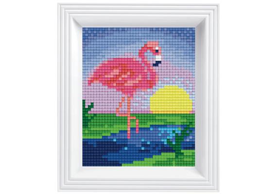 Pixel Geschenkbox mit 26 Pixel Vierecke - Flamingo