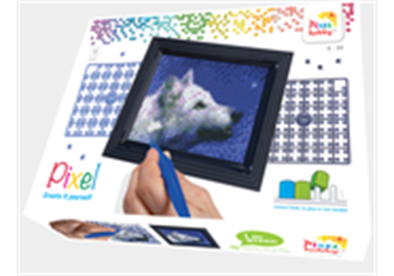 Pixel Geschenkbox mit 37 Pixel Vierecke - Wolf