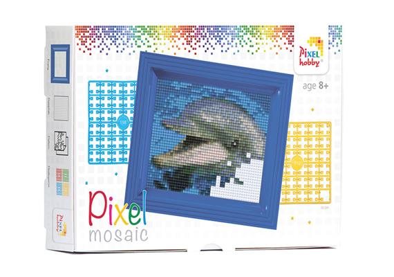 Pixel Geschenkbox mit 39 Pixel Vierecke - Delfin