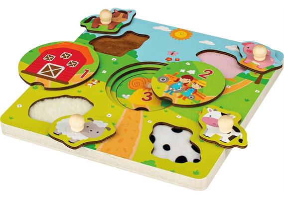 SpielMaus Holz Fühlpuzzle Farmtiere, 6-teilig