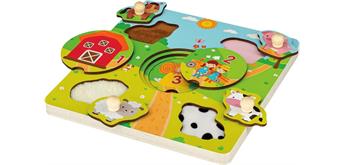 SpielMaus Holz Fühlpuzzle Farmtiere, 6-teilig