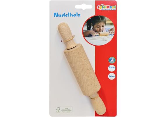 SpielMaus Holz Nudelholz klein für Kinder, ca. 21 cm