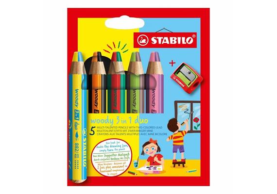 Stabilo 5 Buntstifte woody 3in1 duo mit Spitzer