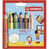 Stabilo - 6 Buntstifte woody 3in1 mit Spitzer 10 cm