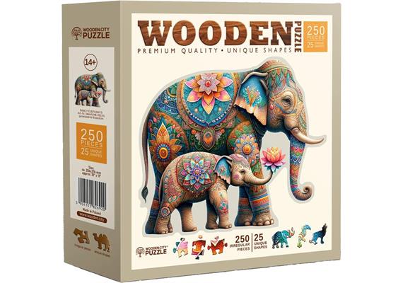 Wooden City Puzzle Holz L Fancy Elephants 250 Teile